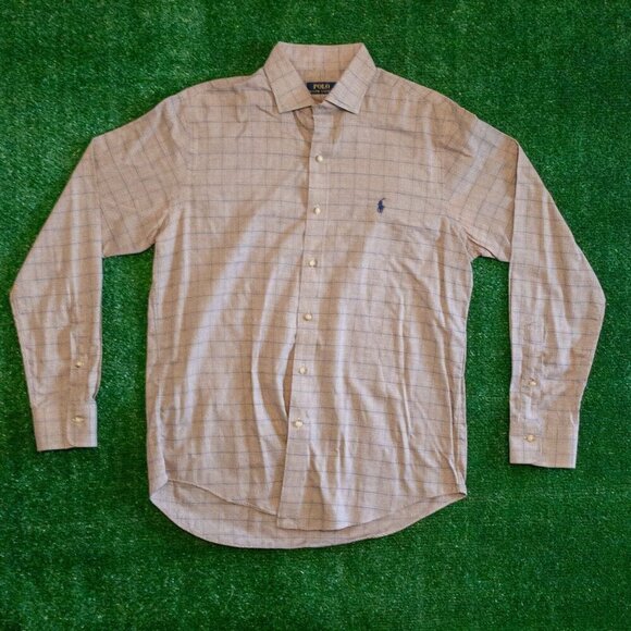 POLO RALPH LAUREN CHECKED TWILL MENS LONG SLEEVE BUTTOON DOWN SHIRT BROWN SIZE M - Picture 5 of 5